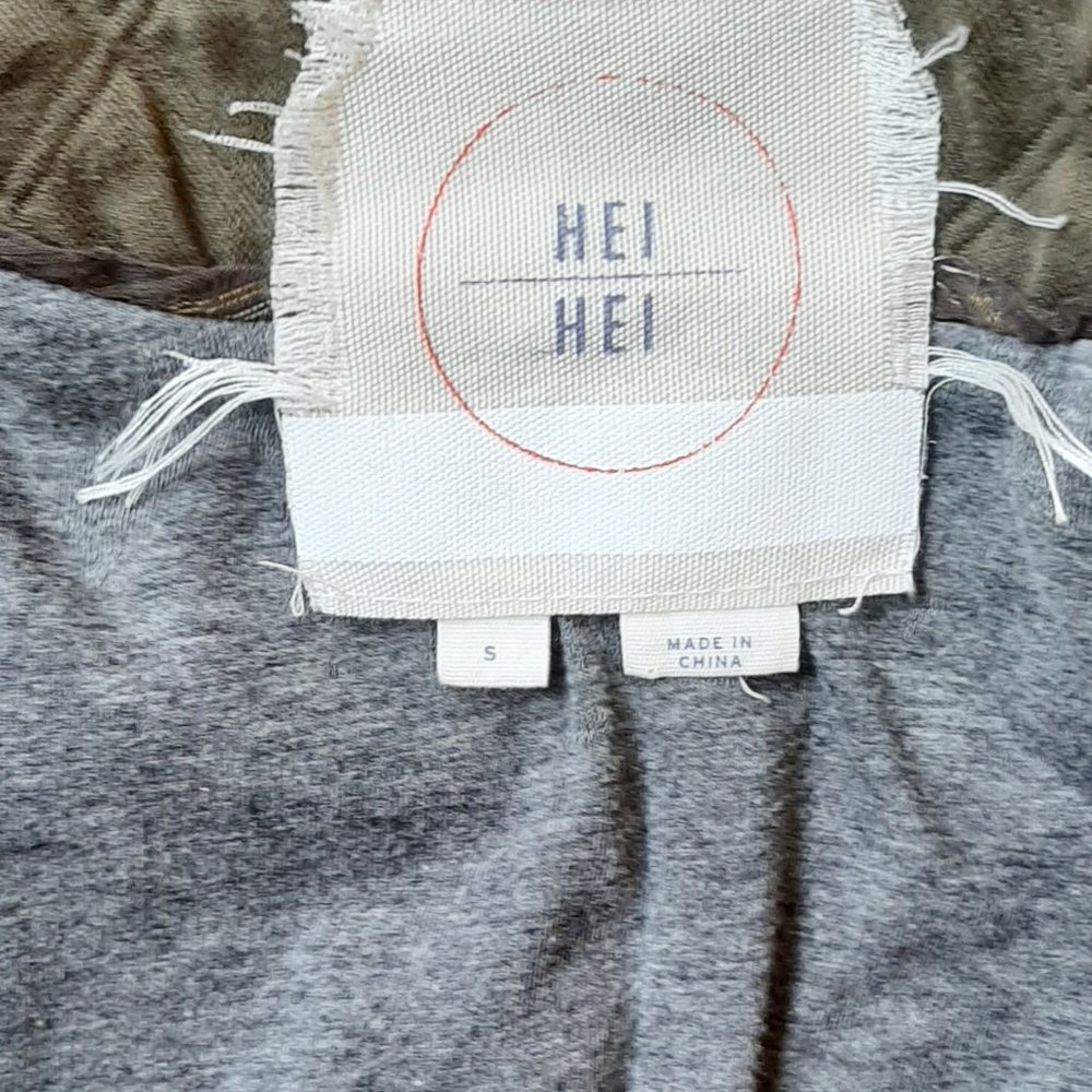 Anthro Hei Hei Army Green Quilted 100% Cotton Zip Front Jacket S - Picture 7 of 10